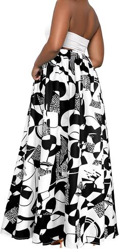 Afibi Womens Casual High Waist Tie Afican Print Long Maxi Skirt with Pockets in Saudi Arabia
