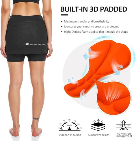Santic Women's Cycling Skirts Shorts 2 in 1 Cycling Shorts with Padded High Waistband Bike Shorts in Kuwait