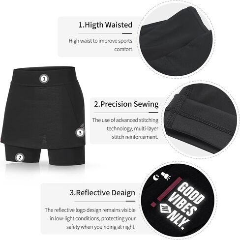 Santic Women's Cycling Skirts Shorts 2 in 1 Cycling Shorts with Padded High Waistband Bike Shorts in Kuwait