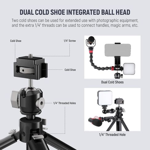 NEEWER Mini Tripod for Camera and Phone with Handle/Phone Holder/Action Camera Adapter/360° Pan & Tilt, Vlog Selfie Stick Stable Grip Compatible with iPhone GoPro Hero 12 11 10 Samsung DSLRs, TS003 in Saudi Arabia