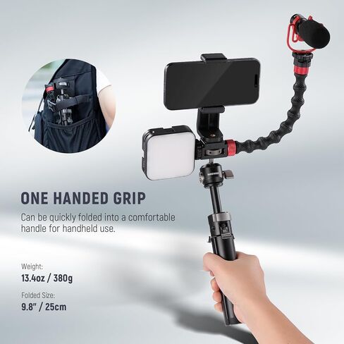 NEEWER Mini Tripod for Camera and Phone with Handle/Phone Holder/Action Camera Adapter/360° Pan & Tilt, Vlog Selfie Stick Stable Grip Compatible with iPhone GoPro Hero 12 11 10 Samsung DSLRs, TS003 in Saudi Arabia