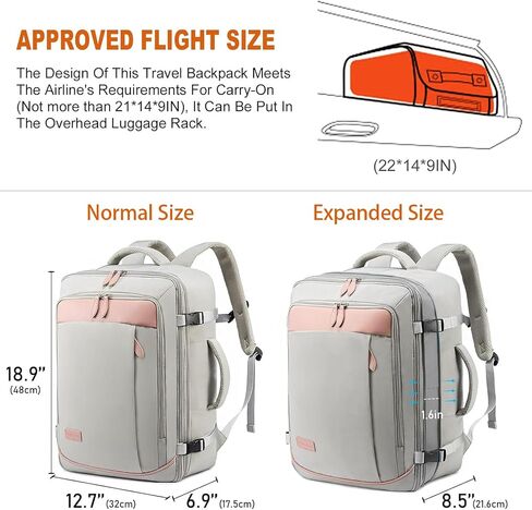 LOVEVOOK Carry on Backpack, 45L Extra Large Travel Backpack for Men & Women Airline Approved, Expandable Large Suitcase Backpacks With 4 Packing Cubes, Aer Travel Pack 3, Water Resistant Weekender Bag in Kuwait