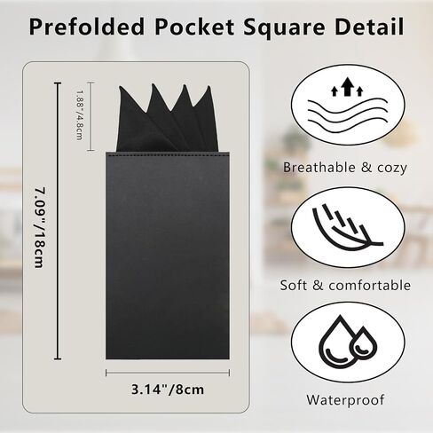 Prefolded Pocket Squares for Men, Suit Mens Handkerchiefs, Men Pocket Square Hankies for Party Banquet Prom Wedding in Saudi Arabia