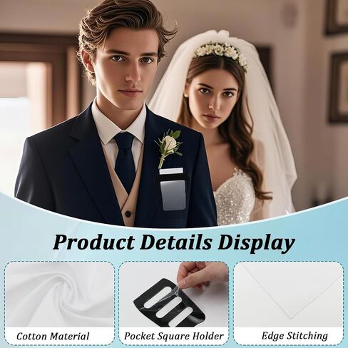 Mens Handkerchiefs with Pocket Square Holder, Solid Color Cotton Handkerchiefs for Men Suits Wedding Business Party in Saudi Arabia