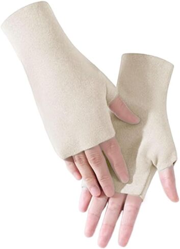 Fine Velvet Half Finger Gloves,Touchscreen Driving Typing Phone Stretchy Cotton Knit Mittens for Women Man in Saudi Arabia