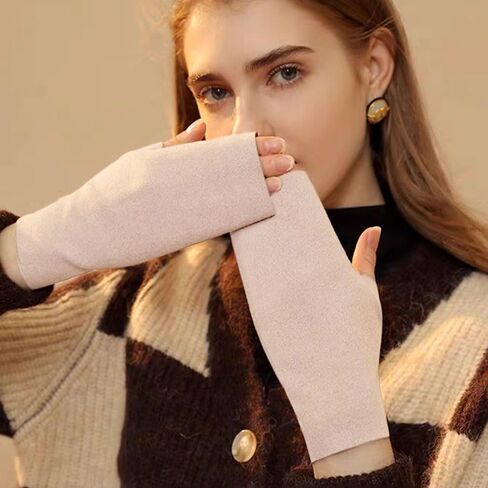 Fine Velvet Half Finger Gloves,Touchscreen Driving Typing Phone Stretchy Cotton Knit Mittens for Women Man in Saudi Arabia