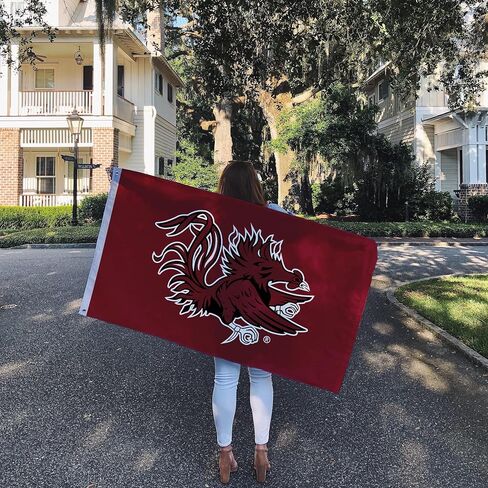 لافتات علم جامعة كارولينا الجنوبية بصبار الصحراء Gamecocks USC Cocky Flag لافتات 100% بوليستر للاستخدام الداخلي والخارجي 3x5 أقدام (تصميم C) in Kuwait