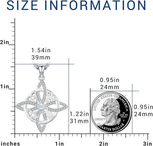 eusense nudo de bruja plata 925 الساحرة الأصلية قلادة Tetragrammaton Hecate Triple Moon Goddess Lilith Jewelry Pengram for Women Men in Kuwait
