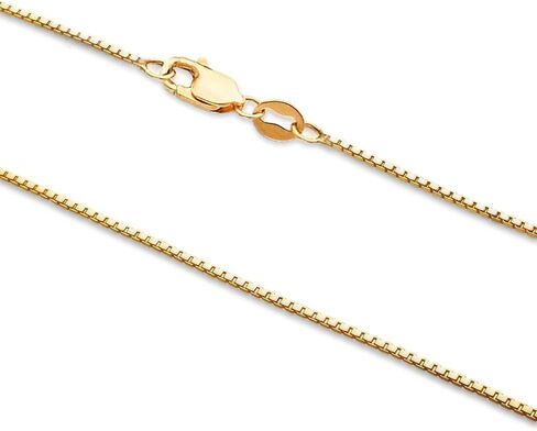 14K Yellow, White or Rose Gold Box Link Chain Dainty Yellow Gold Necklace for Women and Men with Lobster Clasp in Saudi Arabia