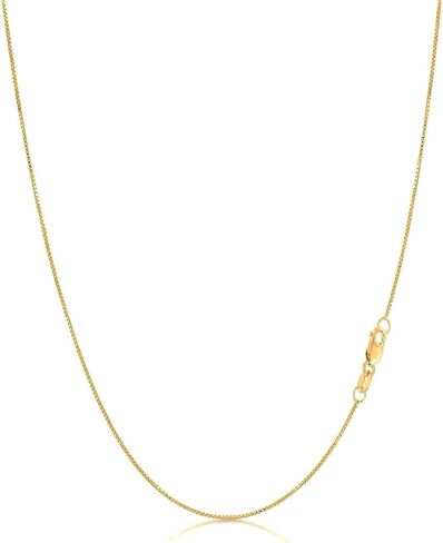 14K Yellow, White or Rose Gold Box Link Chain Dainty Yellow Gold Necklace for Women and Men with Lobster Clasp in Saudi Arabia