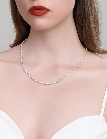 925 Sterling Silver Rope Chain Lobster Clasp 2/2.5/3/4/5mm Gold/Silver Chain for Men Women Silver Necklace Chain 16/18/20/22/24/26/30 Inches in Saudi Arabia