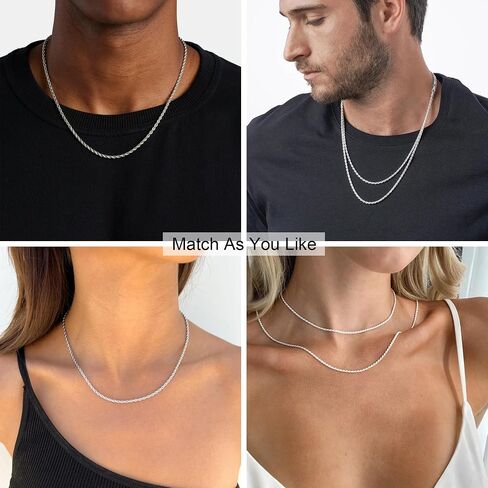 925 Sterling Silver Rope Chain Lobster Clasp 2/2.5/3/4/5mm Gold/Silver Chain for Men Women Silver Necklace Chain 16/18/20/22/24/26/30 Inches in Saudi Arabia