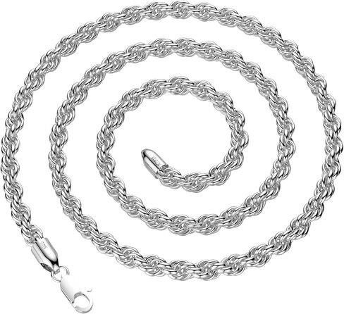 925 Sterling Silver Rope Chain Lobster Clasp 2/2.5/3/4/5mm Gold/Silver Chain for Men Women Silver Necklace Chain 16/18/20/22/24/26/30 Inches in Saudi Arabia