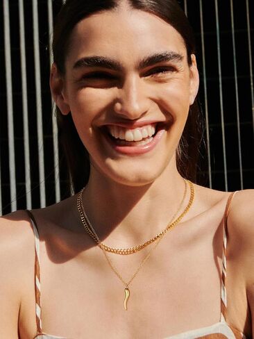 قلادة القرن الإيطالية U7 للرجال ، الفولاذ المقاوم للصدأ/قلادة القرن الأسود/الذهبي ، قلادة محظوظة تميمة كورنيسيلو in Kuwait