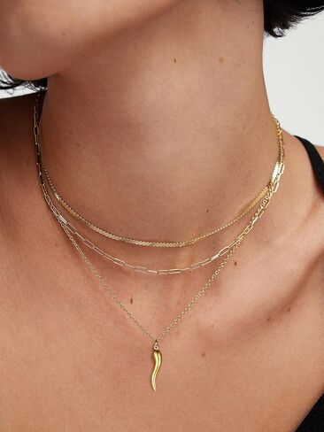 قلادة القرن الإيطالية U7 للرجال ، الفولاذ المقاوم للصدأ/قلادة القرن الأسود/الذهبي ، قلادة محظوظة تميمة كورنيسيلو in Kuwait