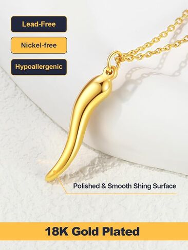 قلادة القرن الإيطالية U7 للرجال ، الفولاذ المقاوم للصدأ/قلادة القرن الأسود/الذهبي ، قلادة محظوظة تميمة كورنيسيلو in Kuwait