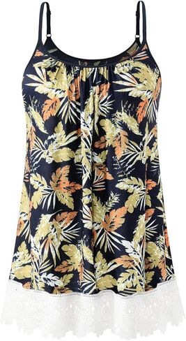 Air Curvey Flowy Camisole for Women Build in Bra Summer Outfit Pleated Lace Trim Cami Adjustable Strap Tank Top 2025 in Kuwait