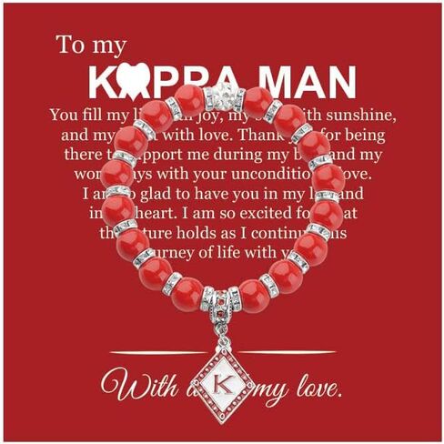 CENWA K Fraternity Greek Jewelry Man Beads Bracelet K Red Gift for Men in Saudi Arabia