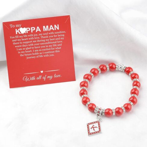 CENWA K Fraternity Greek Jewelry Man Beads Bracelet K Red Gift for Men in Saudi Arabia
