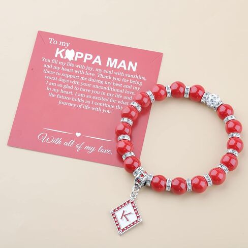 CENWA K Fraternity Greek Jewelry Man Beads Bracelet K Red Gift for Men in Saudi Arabia