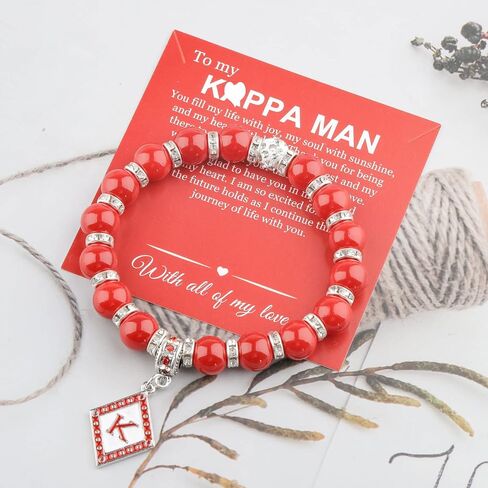 CENWA K Fraternity Greek Jewelry Man Beads Bracelet K Red Gift for Men in Saudi Arabia