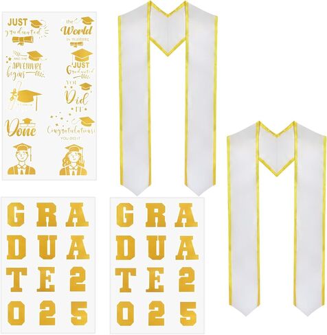 Graduation Stole, Unisex Adult Plain Graduation Stole, 2025 Grad Shawl with DIY Iron on Letter Number Pattern, 70'' Long in Saudi Arabia