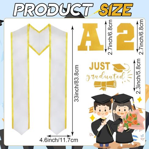 Graduation Stole, Unisex Adult Plain Graduation Stole, 2025 Grad Shawl with DIY Iron on Letter Number Pattern, 70'' Long in Saudi Arabia