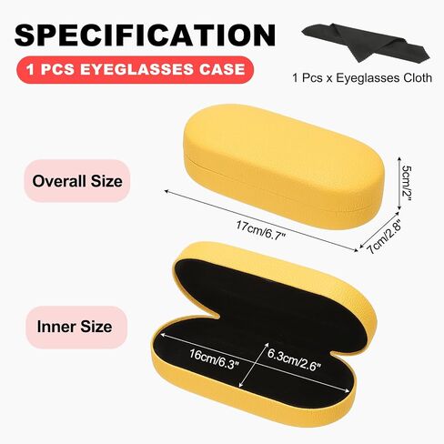 PATIKIL Hard Shell Eyeglasses Case, PU Leather Large Glasses Case Litchi Grain Protective Sunglasses Organizer for Women Men in Saudi Arabia