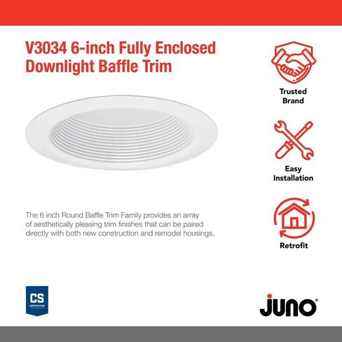 Juno V4034 WWH VuLITE Round Baffle Trim, 4 Inch, White in Saudi Arabia