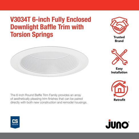 Juno V4034 WWH VuLITE Round Baffle Trim, 4 Inch, White in Saudi Arabia