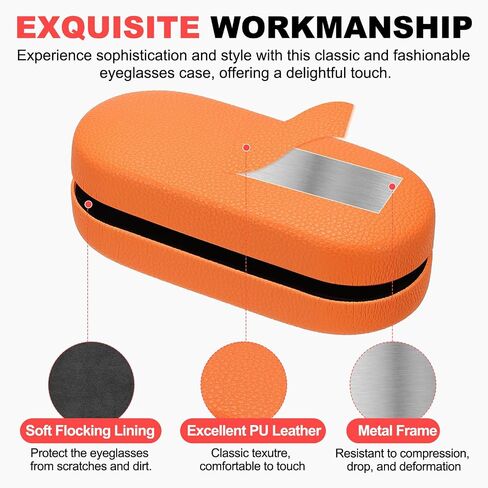 PATIKIL Hard Shell Eyeglasses Case, PU Leather Large Glasses Case Litchi Grain Protective Sunglasses Organizer for Women Men in Saudi Arabia