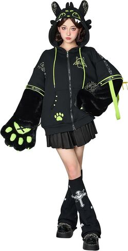 Dragon Paw Hoodie Black and Green up Hoodie Daily Wear in Saudi Arabia