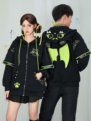 Dragon Paw Hoodie Black and Green up Hoodie Daily Wear in Saudi Arabia