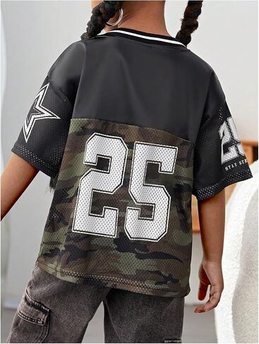 SOLY HUX Toddler Girl's Graphic T-Shirts Short Sleeve V Neck Tee Shirts Jersey Tops Y2k Streetwear in Kuwait