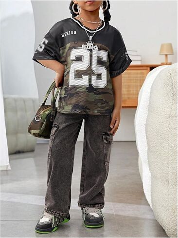 SOLY HUX Toddler Girl's Graphic T-Shirts Short Sleeve V Neck Tee Shirts Jersey Tops Y2k Streetwear in Kuwait