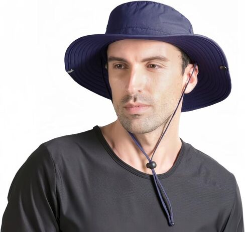 llmoway شمس قبعات للرجال صيد القبعة upf80+ مقاومة للماء واسعة الحافة الصيف في الهواء الطلق حماية UV قبعة الشاطئ مع حزام in Kuwait