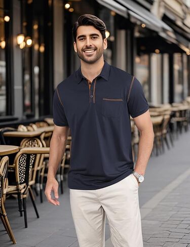 Men's Polo Shirts Short Sleeve Golf Polo T Shirt Lightweight Casual Button Down Shirts Summer Collared with Pocket in Saudi Arabia