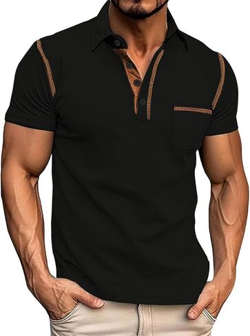 Men's Polo Shirts Short Sleeve Golf Polo T Shirt Lightweight Casual Button Down Shirts Summer Collared with Pocket in Saudi Arabia