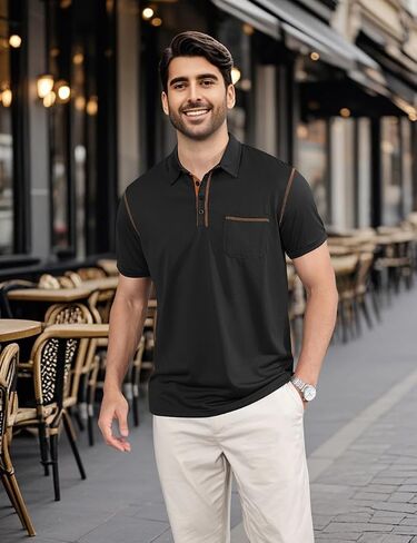 Men's Polo Shirts Short Sleeve Golf Polo T Shirt Lightweight Casual Button Down Shirts Summer Collared with Pocket in Saudi Arabia