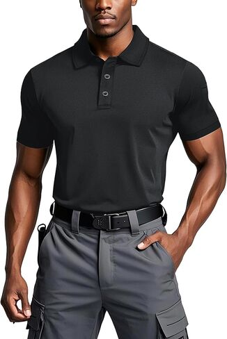 MAGCOMSEN Men's Polo Shirts Tactical UPF 50+ Quick Dry Performance Short Sleeve Work Golf Shirts Lightweight Collared Pique in Saudi Arabia