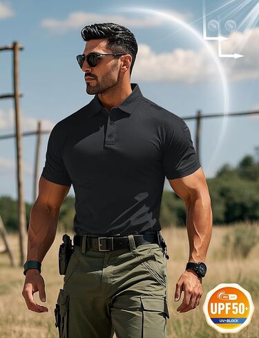 MAGCOMSEN Men's Polo Shirts Tactical UPF 50+ Quick Dry Performance Short Sleeve Work Golf Shirts Lightweight Collared Pique in Saudi Arabia