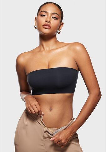 INLYRIC Women's Inbarely Strapless Bandeau Bra Bralette Tube Top Seamless Comfortable Stretchy Non Padded Bras Tops in Saudi Arabia