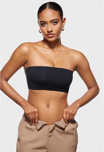 INLYRIC Women's Inbarely Strapless Bandeau Bra Bralette Tube Top Seamless Comfortable Stretchy Non Padded Bras Tops in Saudi Arabia