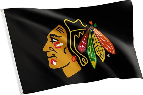 صبار الصحراء شيكاغو بلاك هوكس علم NHL 100% بوليستر للاستخدام الداخلي والخارجي 3 × 5 أقدام أعلام فريق دوري الهوكي الوطني (التصميم #1) in Saudi Arabia
