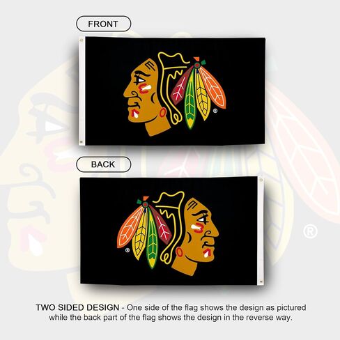 صبار الصحراء شيكاغو بلاك هوكس علم NHL 100% بوليستر للاستخدام الداخلي والخارجي 3 × 5 أقدام أعلام فريق دوري الهوكي الوطني (التصميم #1) in Saudi Arabia