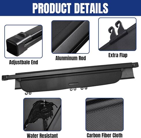 غطاء شحن GZSH لسيارة Nissan Rogue 2021 2022 2023 2024 من ألياف الكربون غطاء شحن أسود مثالي لنيسان Rogue Nissan Rogue غطاء صندوق السيارة غطاء شحن قابل للسحب |حماية شحنتك||حماية الخصوصية| in Kuwait