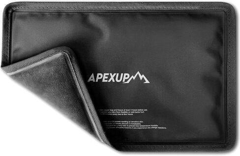 APEXUP Gel Ice Packs for Injuries Reusable, Flexible Double Sided Cold Packs for Injuries, Ice Pack for Knee, Shoulder, Back, Hip, Leg, Arm (Black, S, 1PK) in Kuwait