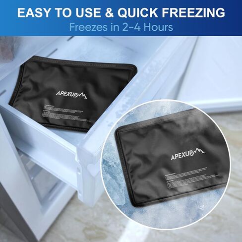 APEXUP Gel Ice Packs for Injuries Reusable, Flexible Double Sided Cold Packs for Injuries, Ice Pack for Knee, Shoulder, Back, Hip, Leg, Arm (Black, S, 1PK) in Kuwait