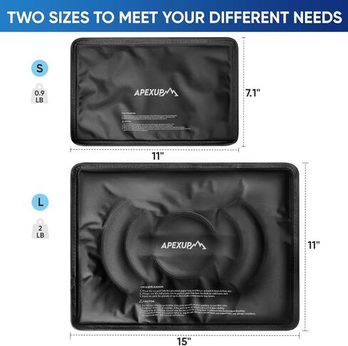 APEXUP Gel Ice Packs for Injuries Reusable, Flexible Double Sided Cold Packs for Injuries, Ice Pack for Knee, Shoulder, Back, Hip, Leg, Arm (Black, S, 1PK) in Kuwait