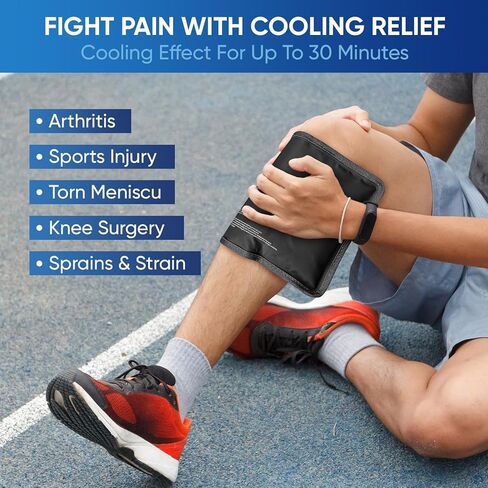 APEXUP Gel Ice Packs for Injuries Reusable, Flexible Double Sided Cold Packs for Injuries, Ice Pack for Knee, Shoulder, Back, Hip, Leg, Arm (Black, S, 1PK) in Kuwait